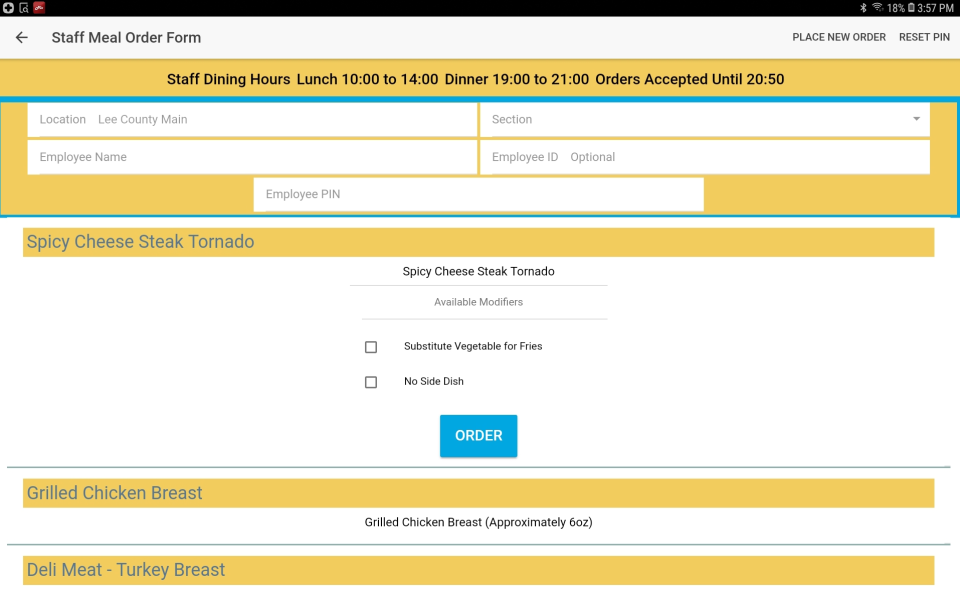 screenshot of FoodService Ace